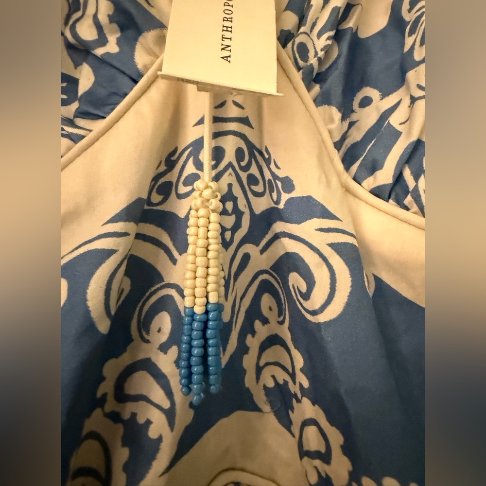 Farm Rio x Anthropologie Printed V-Neck Puff-Sleeve Maxi Dress new XS - Picture 8 of 14